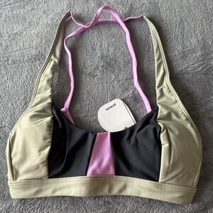 Prana Womens Swim XS Bikini Top Tulum Black Color Block UPF 50+ Lined New